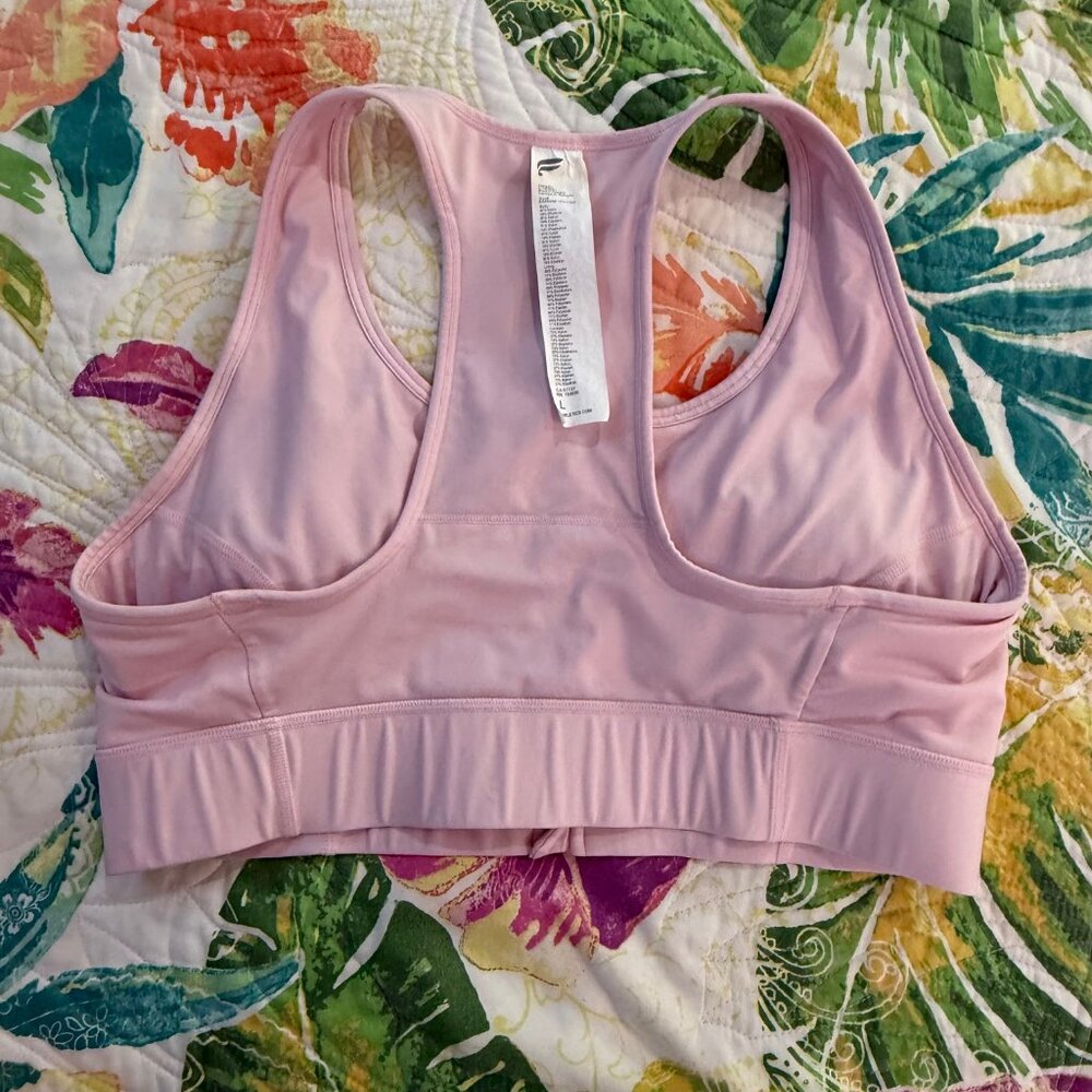 Fabletics On-The-Go Front Zip Medium Impact Sports Bra Sugar Pink Size Large - Picture 10 of 11